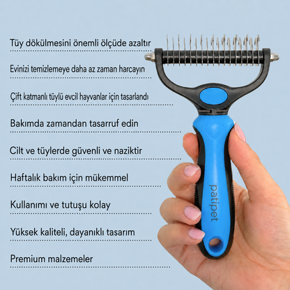 Patipet Çift Taraflı Tüy Toplayıcı Tarak