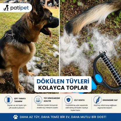 Patipet Çift Taraflı Tüy Toplayıcı Tarak