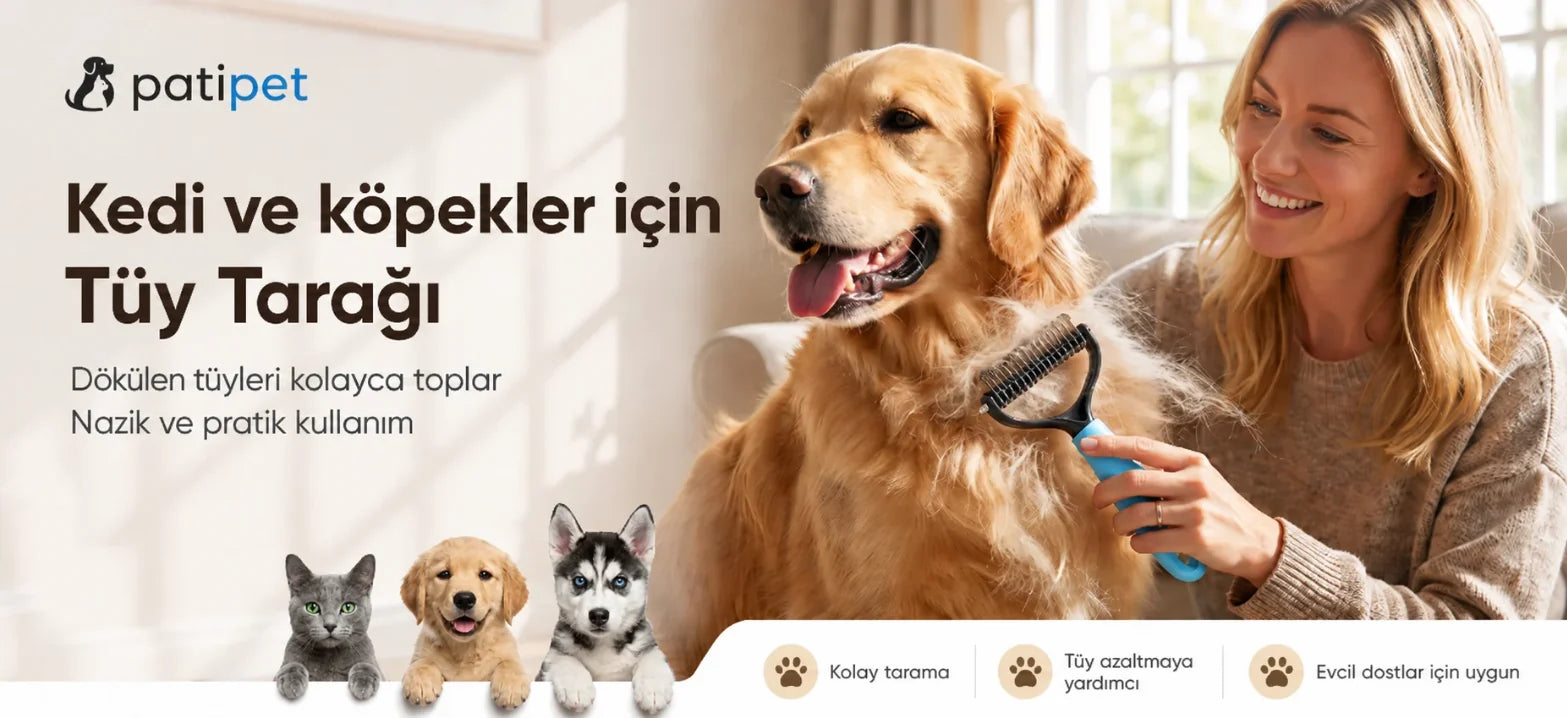 Patipet tarağın bir golden retriever üzerinde kullanılması